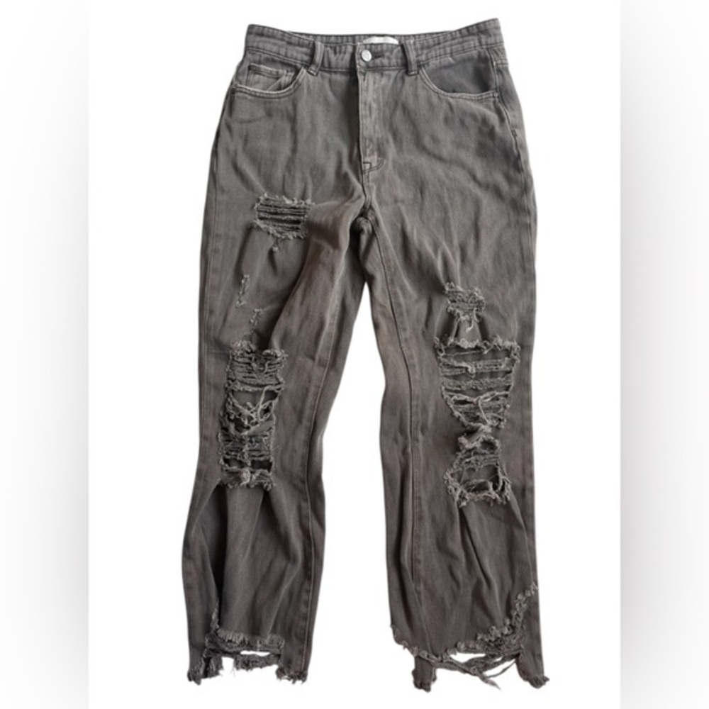 Rugged Straight Leg Jeans in Charcoal